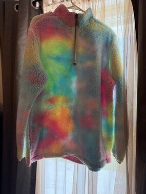 Plush Tie-Dye Sherpa Half-Zip Pullover - Multicolor